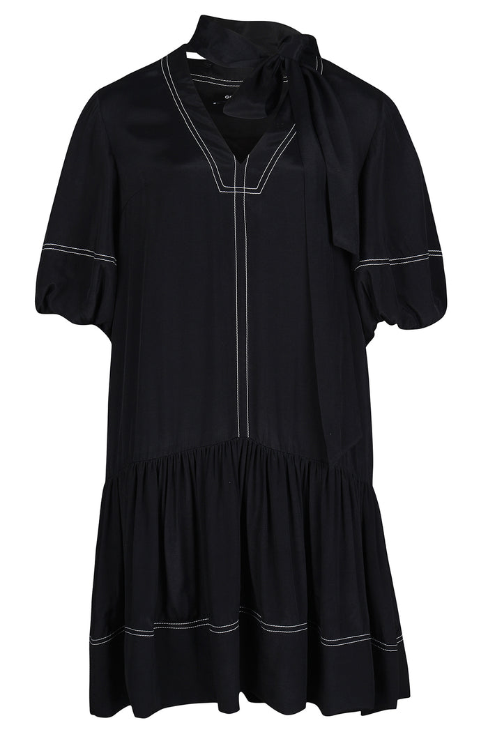 Goen.j Balloon Sleeved Peplum Mini Dress BLACK