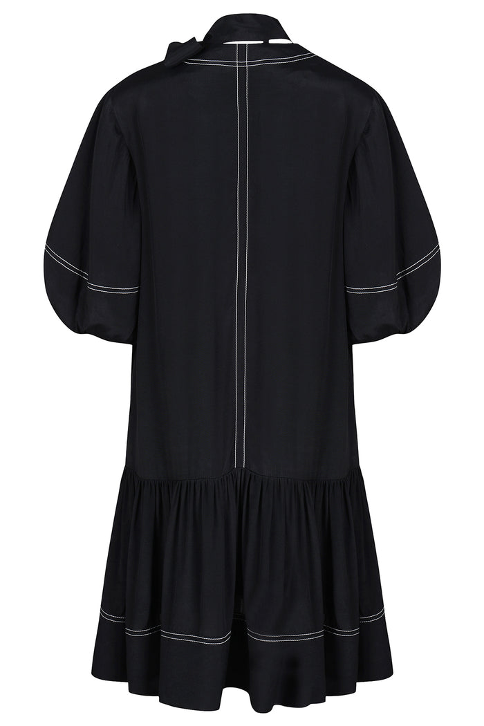 Goen.j Balloon Sleeved Peplum Mini Dress BLACK