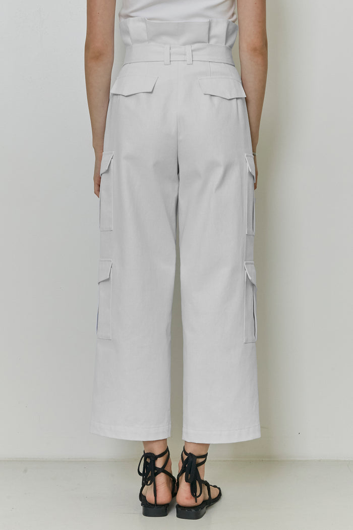 Goen.j Belted Cotton Paperbag Pants IVORY