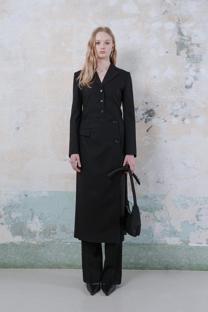 Goen.j Blazer Layered Panel Dress BLACK