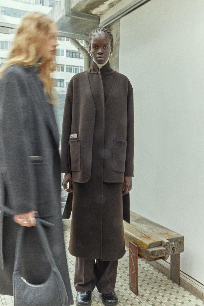 goen.j Blazer layered vest coat DARK BROWN