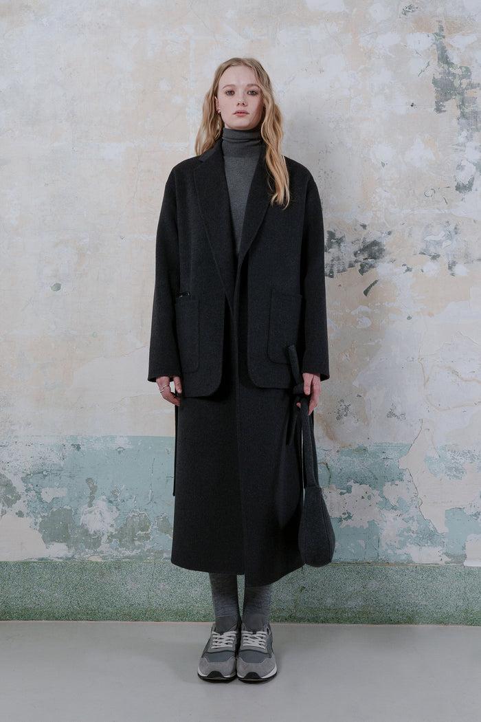 goen.j Blazer layered vest coat DARK GREY