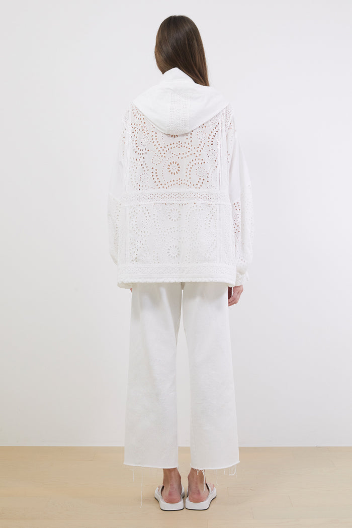 Goen.j Broderie-anglaise Hooded Jacket IVORY