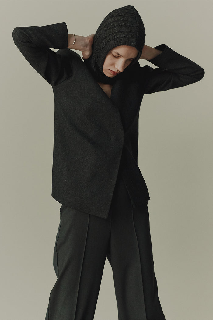 goen.j Cable-knitted wool-cashmere blend balaclava