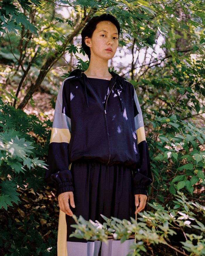 goen.j Color blocked hooded track jumper