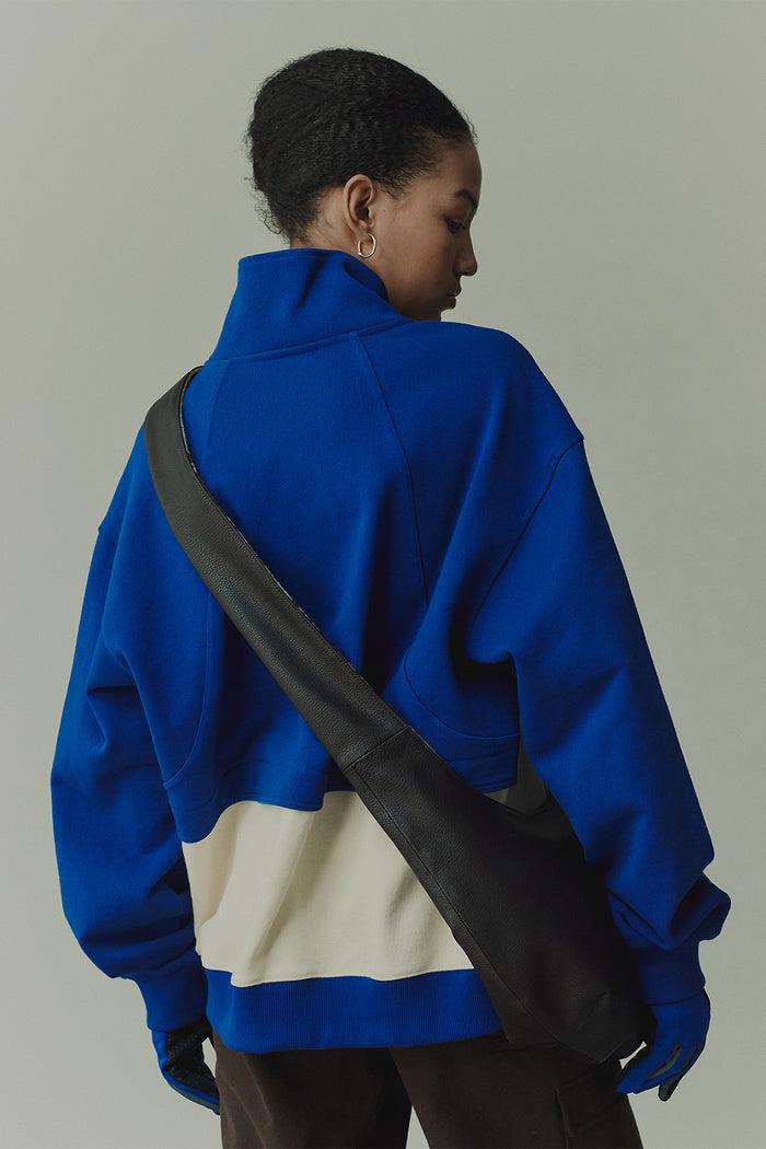 Goen.j Contrast-paneled Half-zip Sweatshirt BLUE
