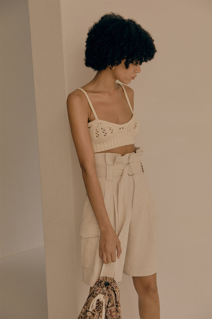 goen.j Crochet knit bra NATURAL BEIGE