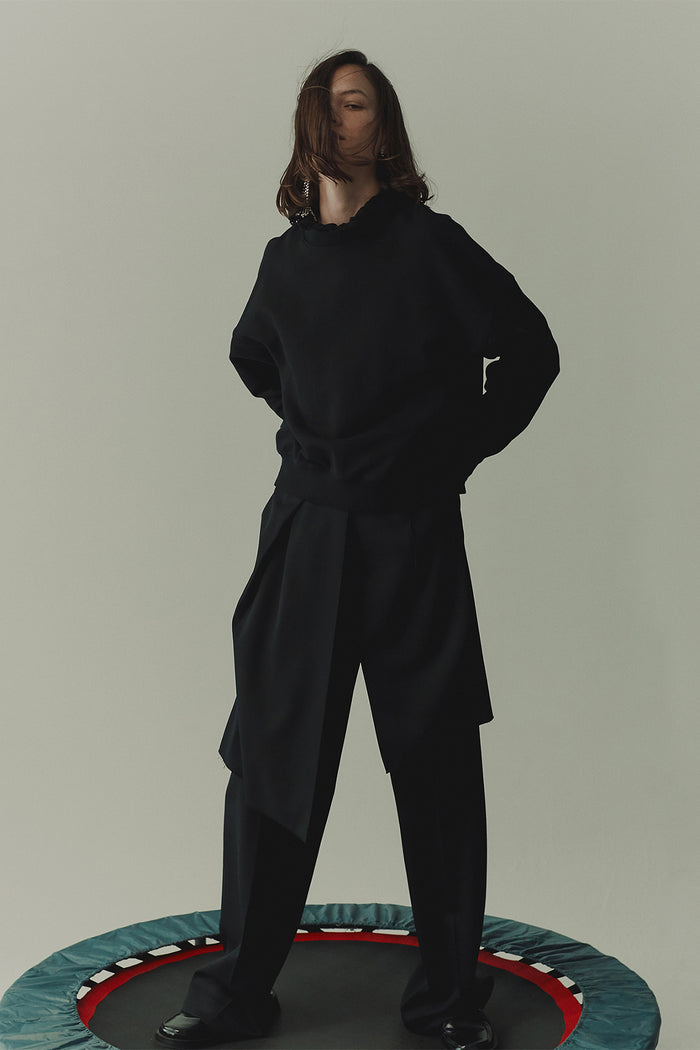 goen.j Crochet trimmed cotton jersey top BLACK goen.j Crochet trimmed cotton jersey top BLACK