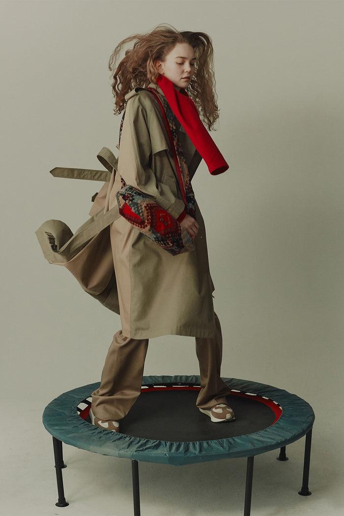 goen.j Double-breasted two-tone trench coat BEIGE