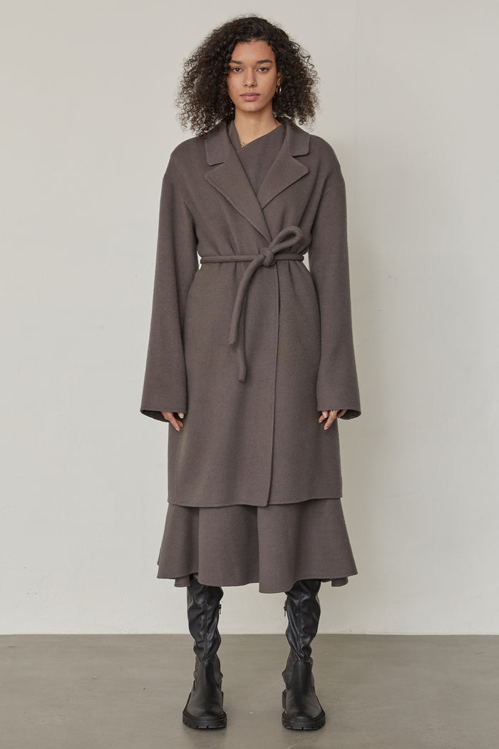 Goen.j Double-faced Wool-blend Robe Coat WARM GREY
