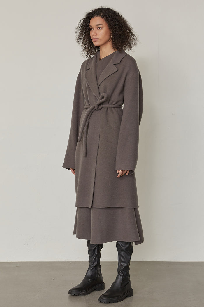 Goen.j Double-faced Wool-blend Robe Coat WARM GREY