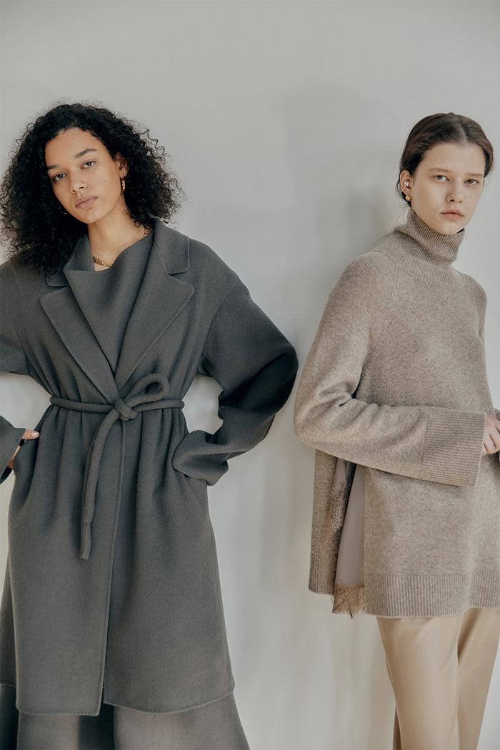 goen.j Double-faced wool-blend robe coat WARM GREY