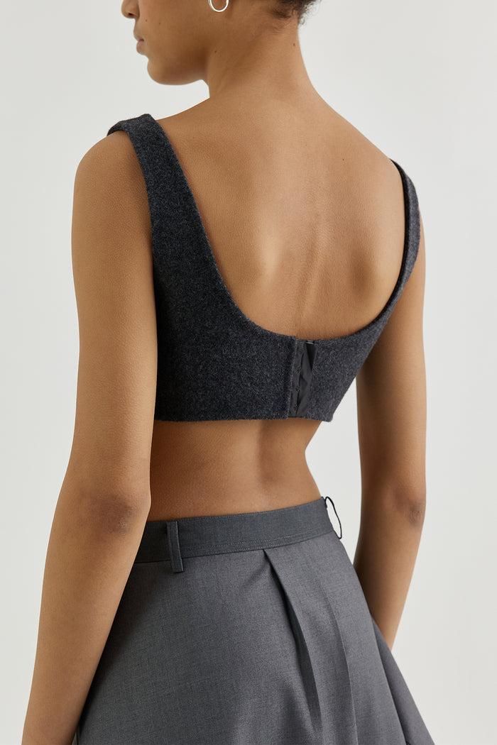 Goen.j Double-faced Wool Cropped Top CHARCOAL