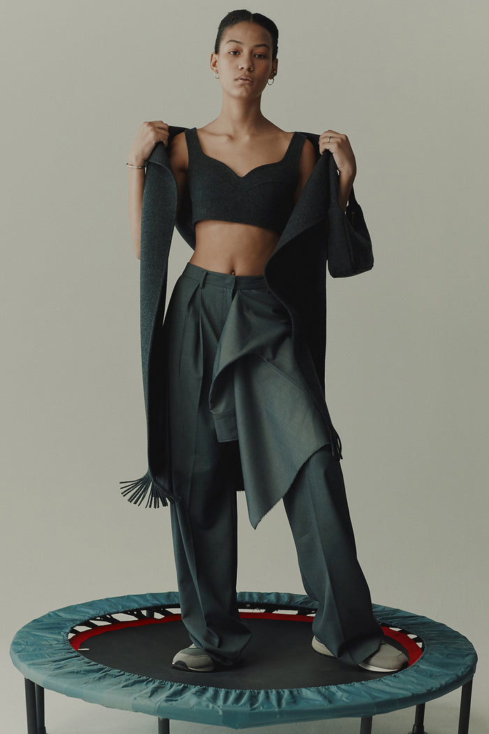 goen.j Double-faced wool cropped top CHARCOAL