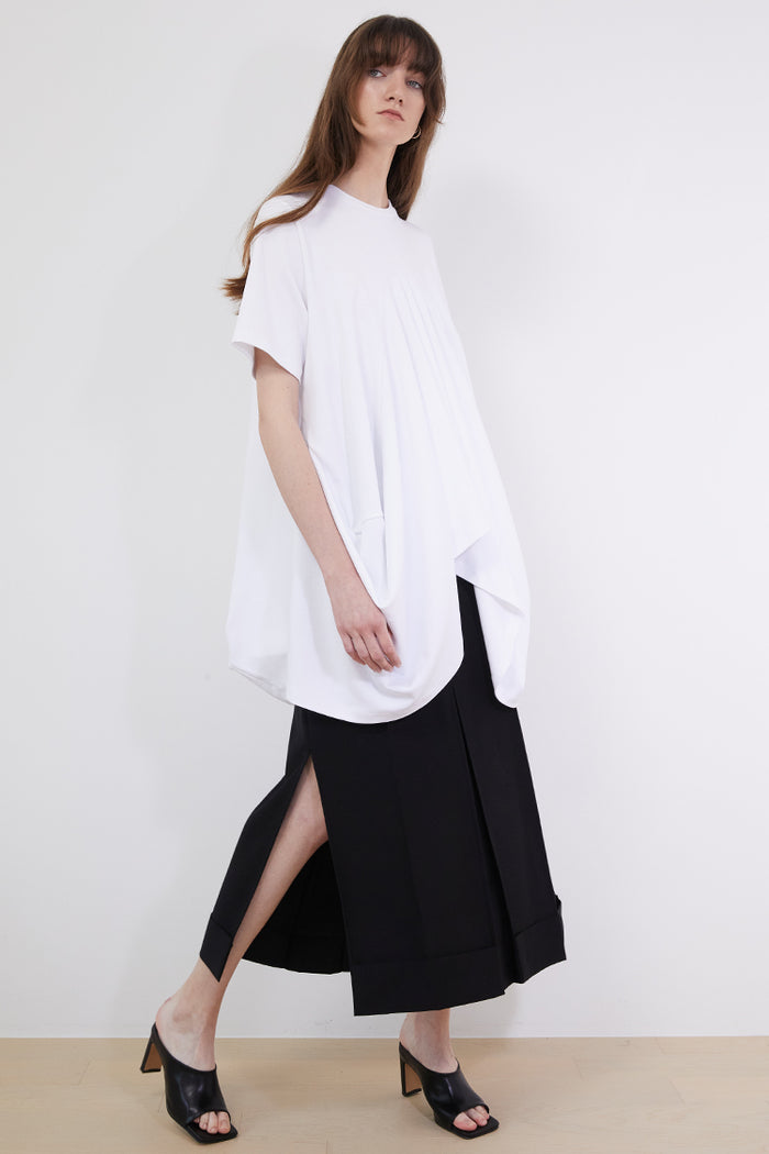 Goen.j Draped Cotton-jersey Top WHITE