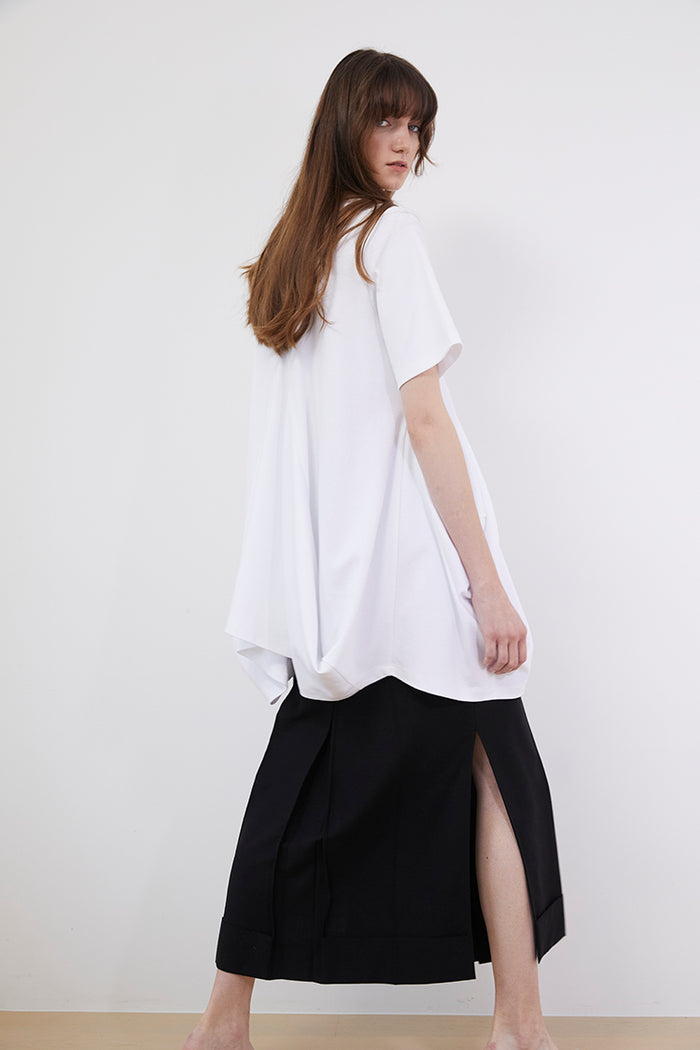 Goen.j Draped Cotton-jersey Top WHITE