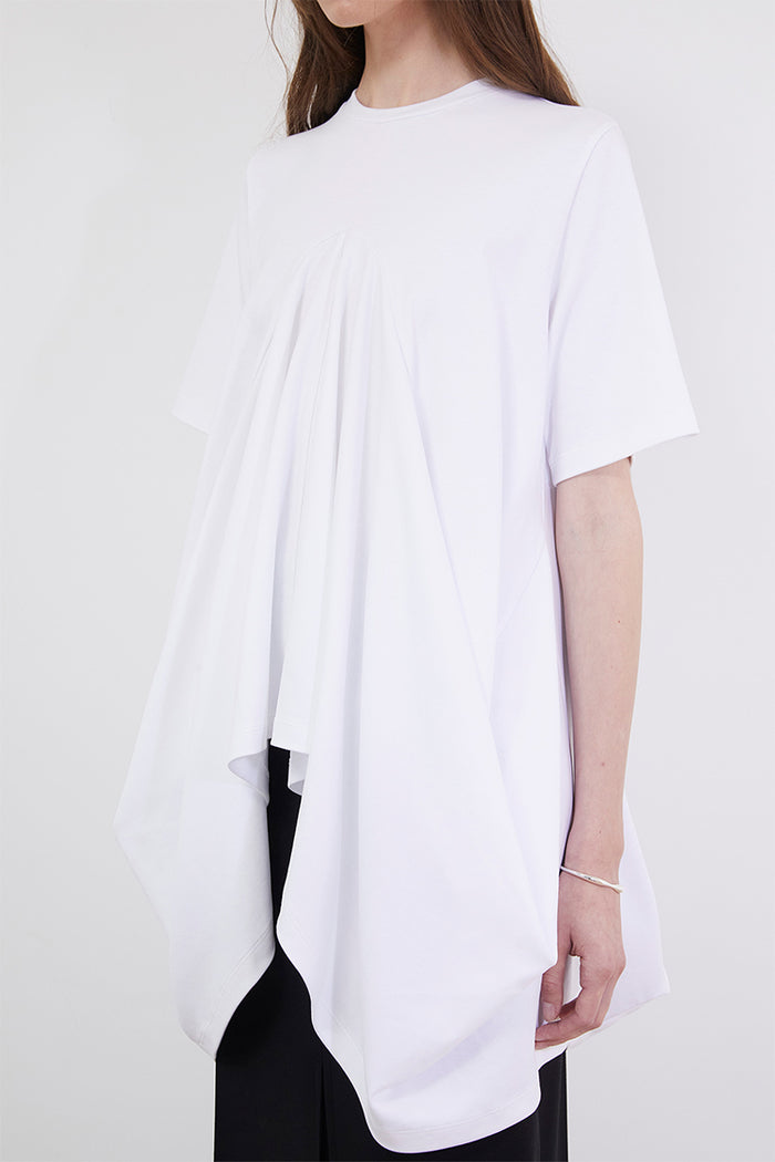 Goen.j Draped Cotton-jersey Top WHITE
