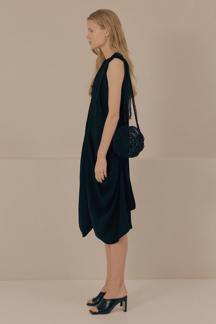 Goen.j Draped Sleeveless Dress BLACK