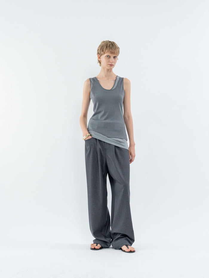 Goen.j Dual-Layer Sleeveless Top GREY/CHARCOAL