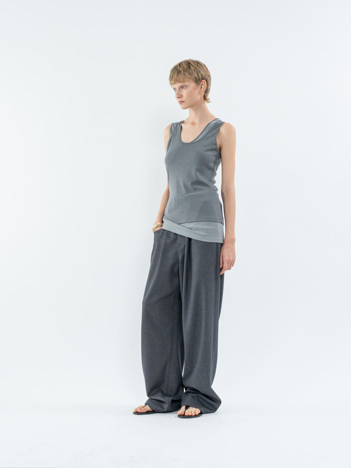 Goen.j Dual-Layer Sleeveless Top GREY/CHARCOAL