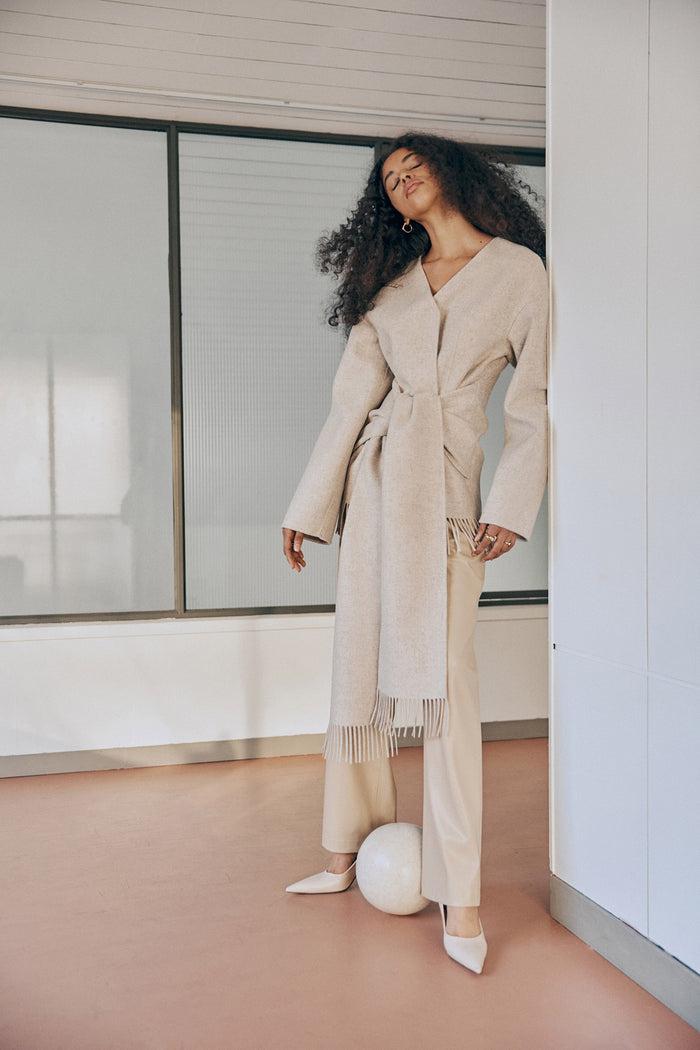 goen.j Faux leather straight-leg pants BEIGE