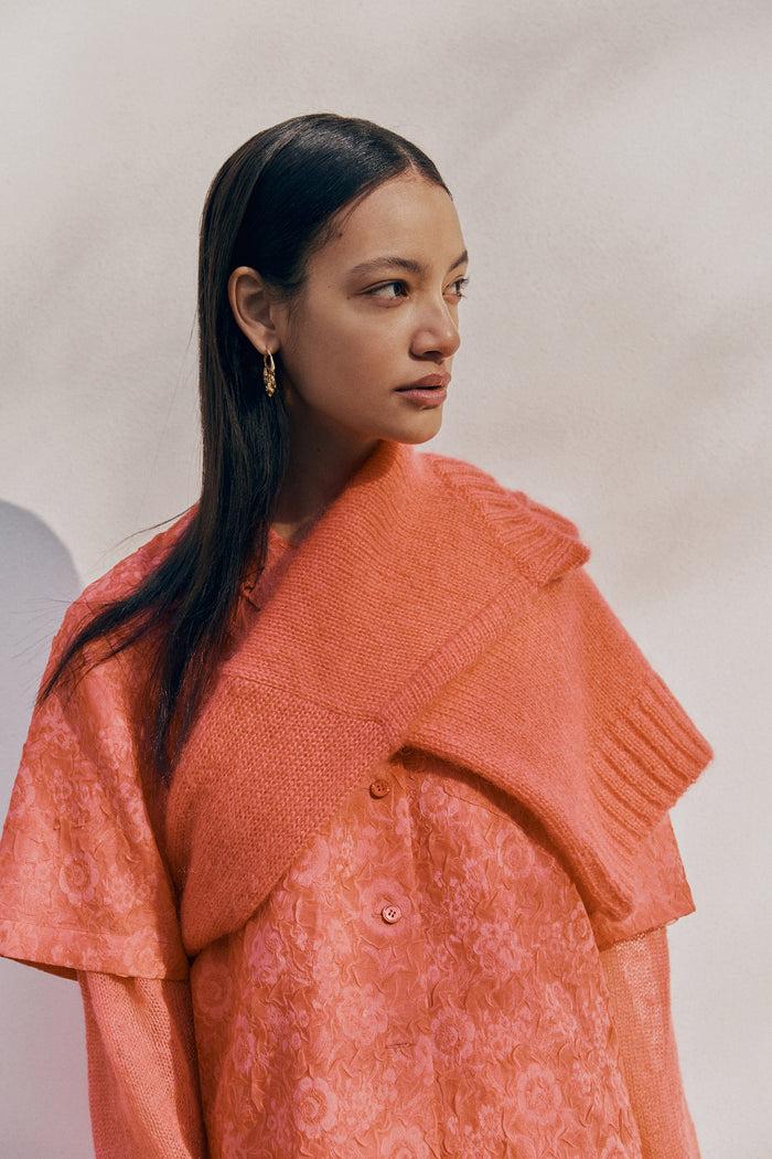 goen.j Floral-cloqué button-down shirt PINK