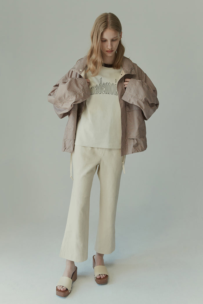 Goen.j Geometric Print Windbreaker Jacket BEIGE