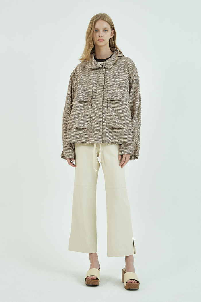 Goen.j Geometric Print Windbreaker Jacket BEIGE