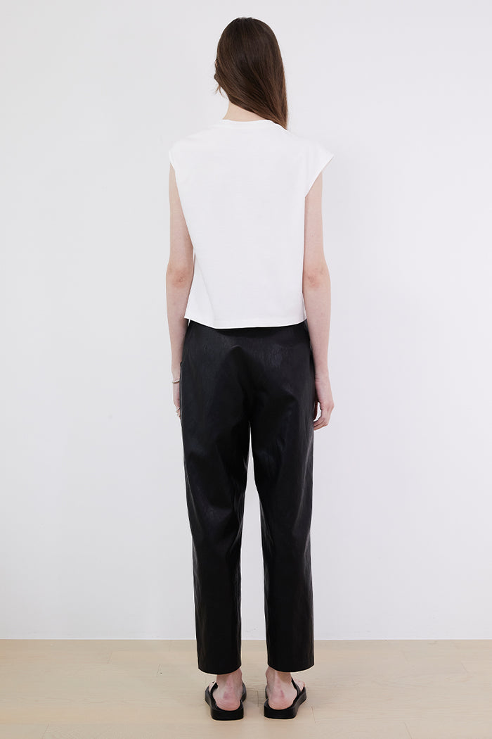 Goen.j High-rise Belted Vegan Leather Pants BLACK