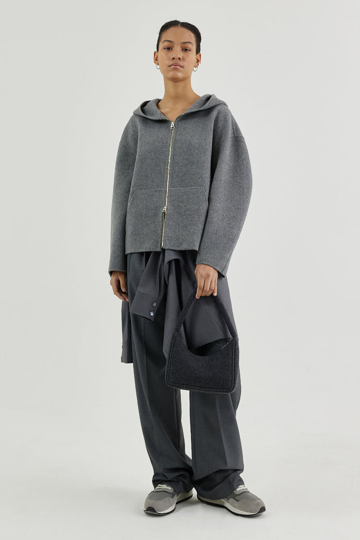 Goen.j Hooded Double-faced Wool Zip-up Jacket GREY