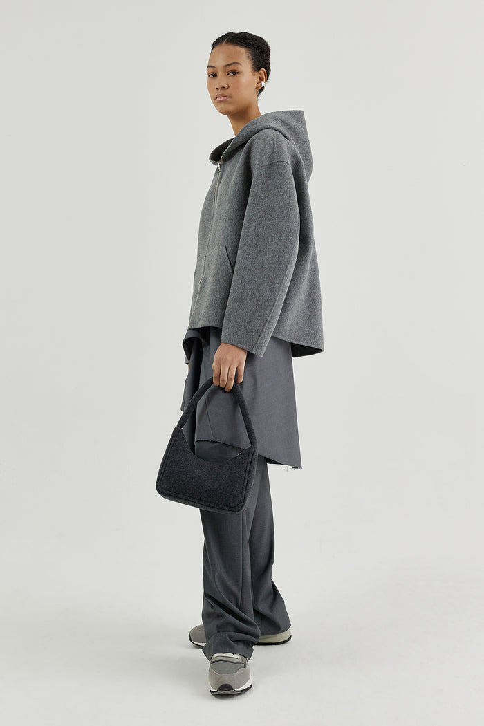 Goen.j Hooded Double-faced Wool Zip-up Jacket GREY