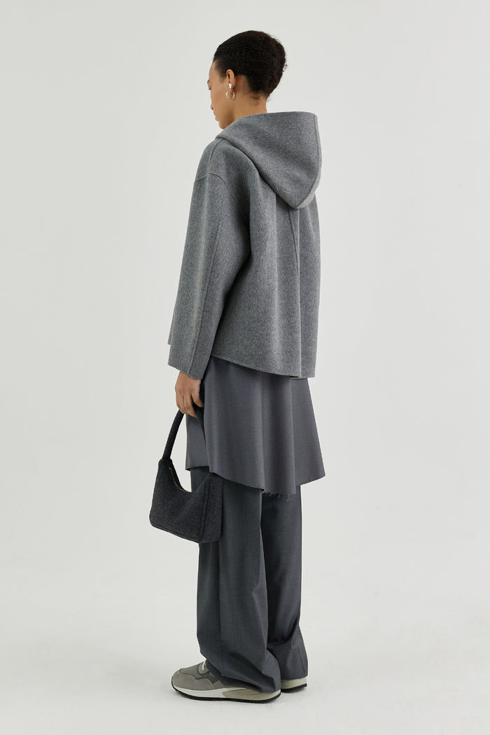 Goen.j Hooded Double-faced Wool Zip-up Jacket GREY