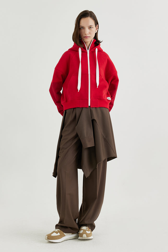 Goen.j Hooded High-neck Track Jacket RED