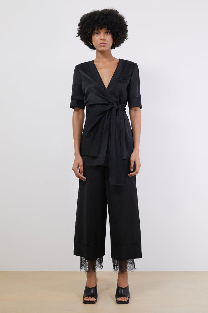 Goen.j Inside-out Short Sleeves Wrap Blazer BLACK