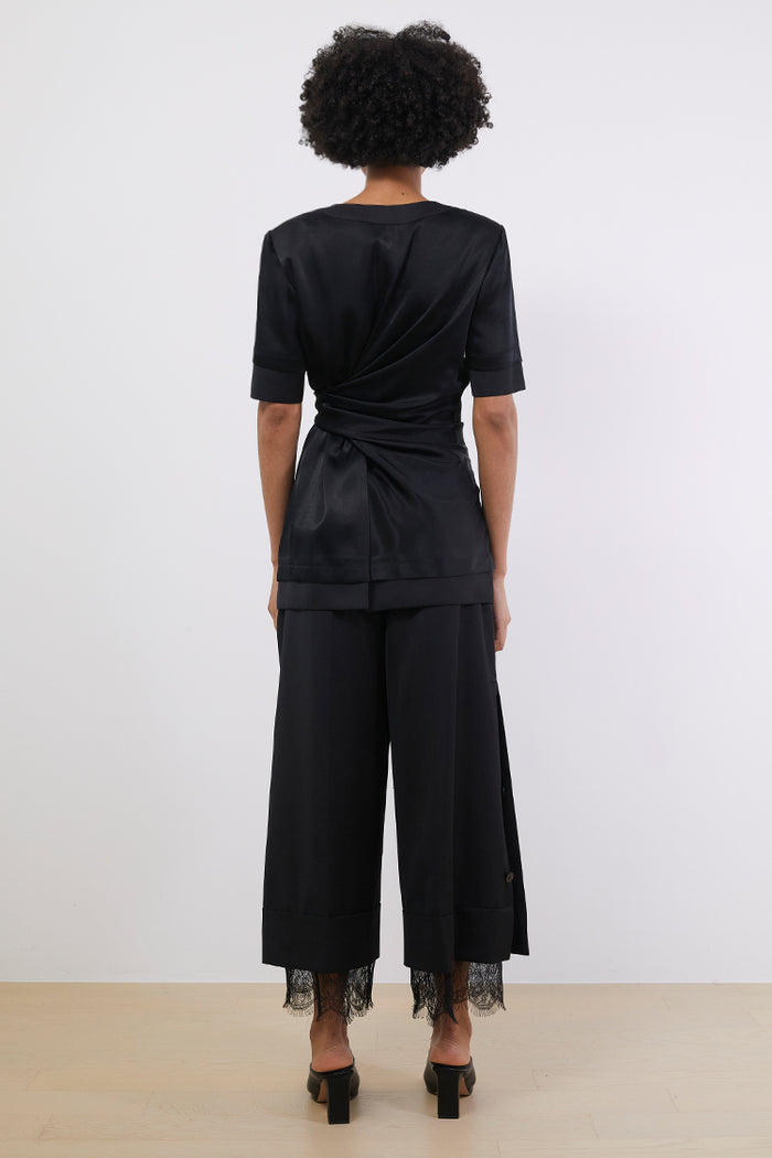 Goen.j Inside-out Short Sleeves Wrap Blazer BLACK