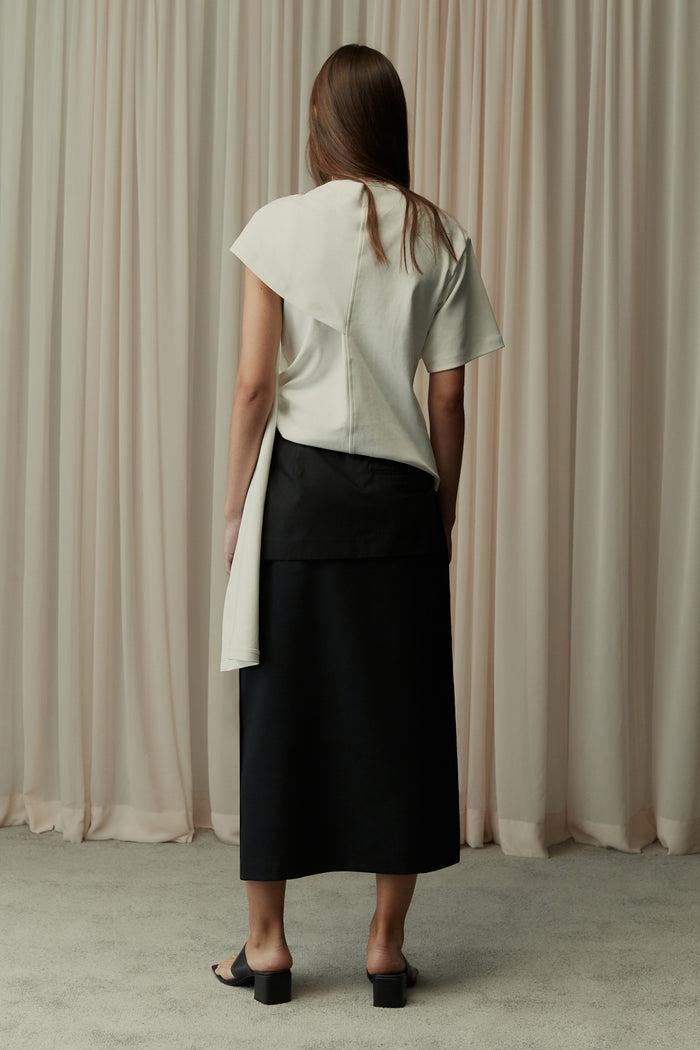 Goen.j Inside-out Wool Midi Skirt BLACK