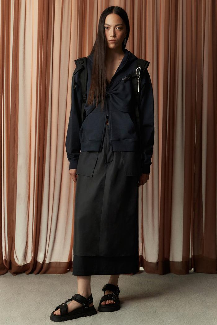 goen.j Inside-out wool midi skirt CHARCOAL