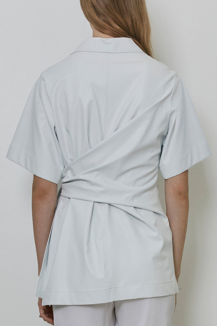 Goen.j Knotted Detail Faux-leather Shirt Top WHITE