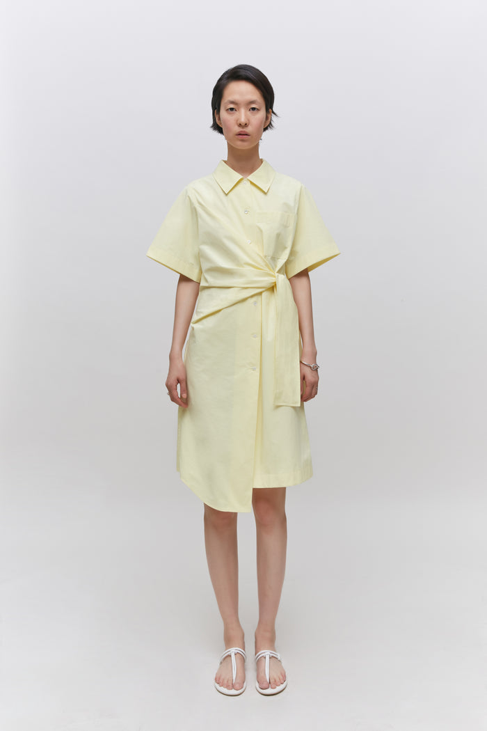 Goen.j Knotted Detail Poplin Shirt Dress LEMON
