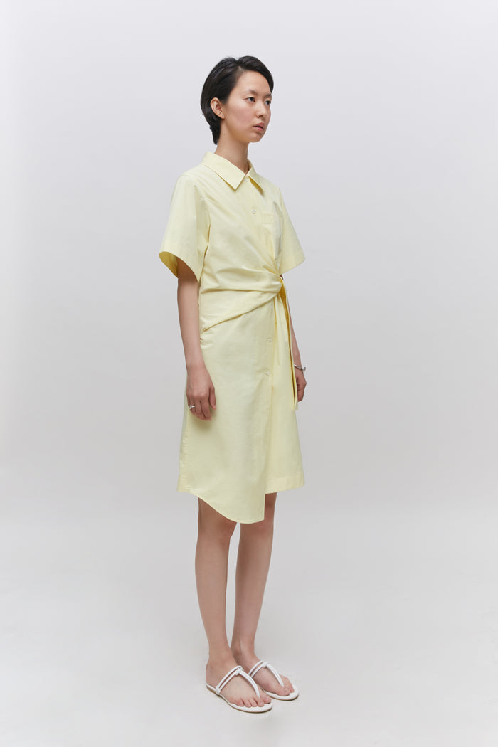 Goen.j Knotted Detail Poplin Shirt Dress LEMON