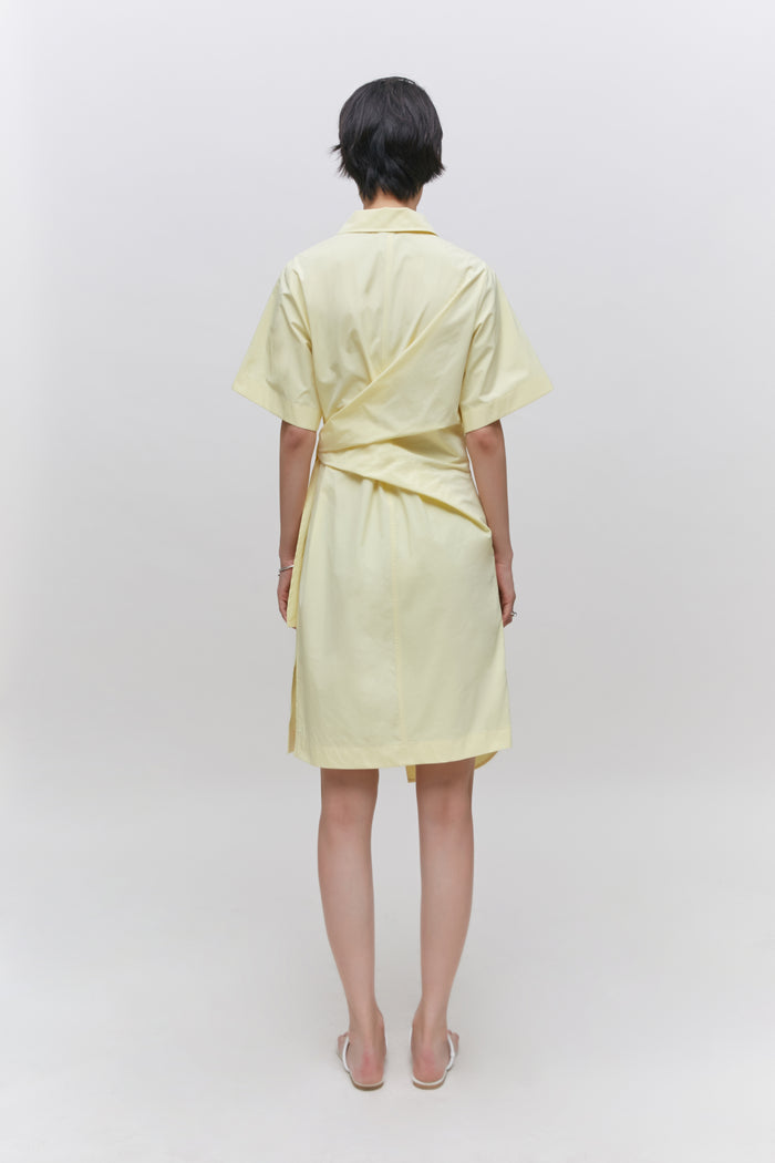 Goen.j Knotted Detail Poplin Shirt Dress LEMON