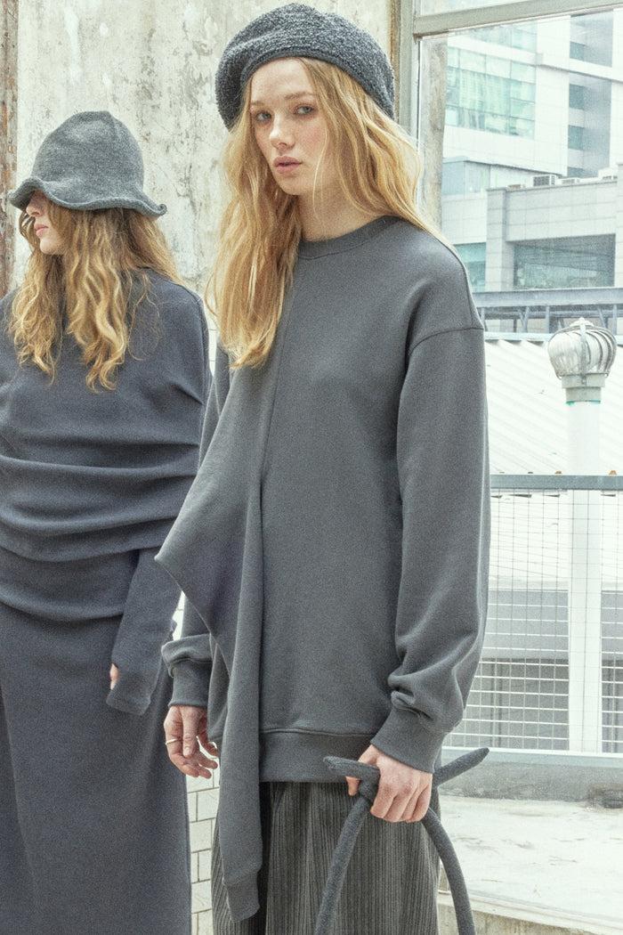 goen.j Knotted detail sweatshirt CHARCOAL