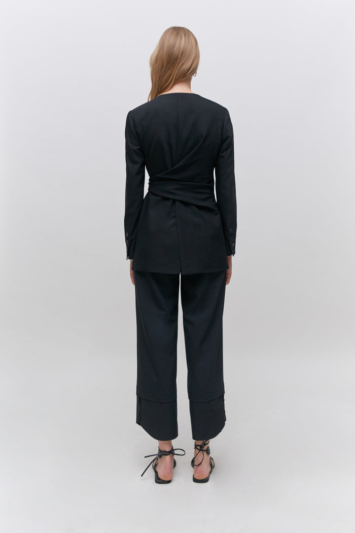 Goen.j Knotted Detail Wool Blazer BLACK