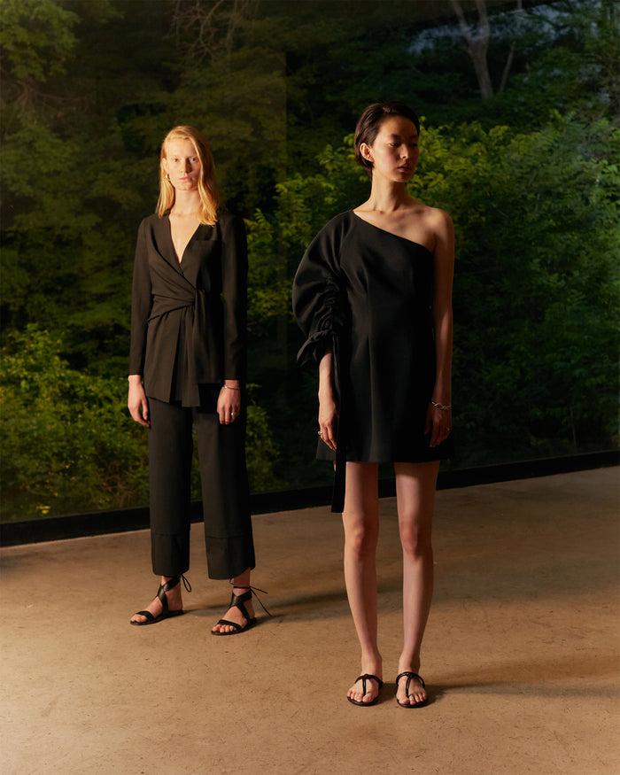 goen.j Knotted detail wool blazer BLACK