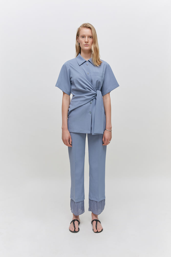 Goen.j Knotted Detailed Shirt Top BLUE