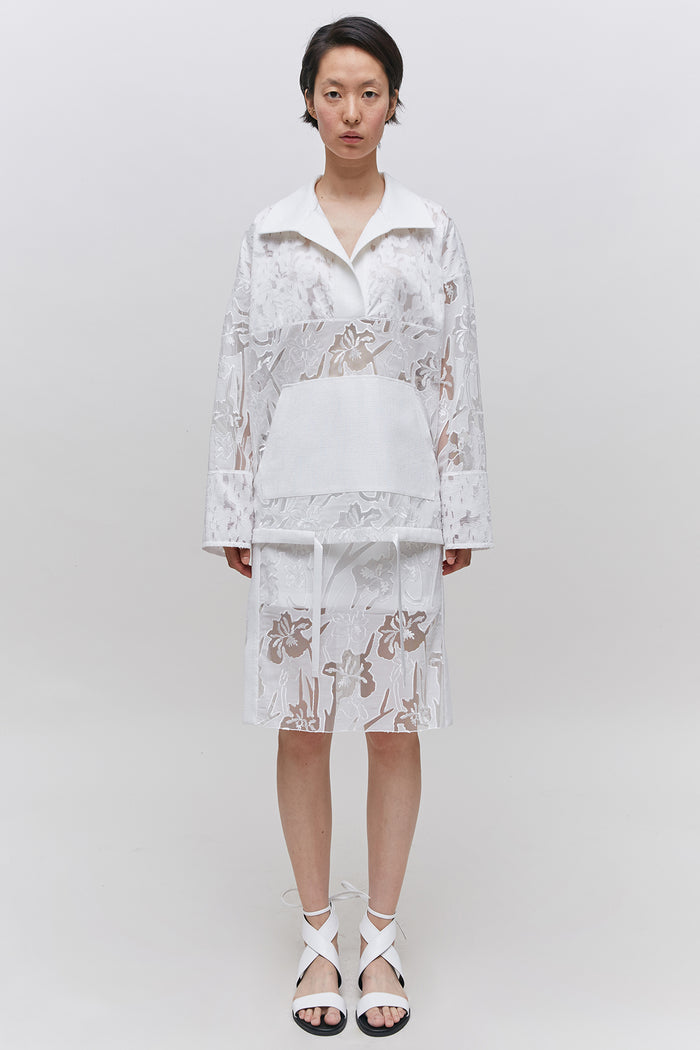 Goen.j Lace Embroidered Mesh Jacket IVORY