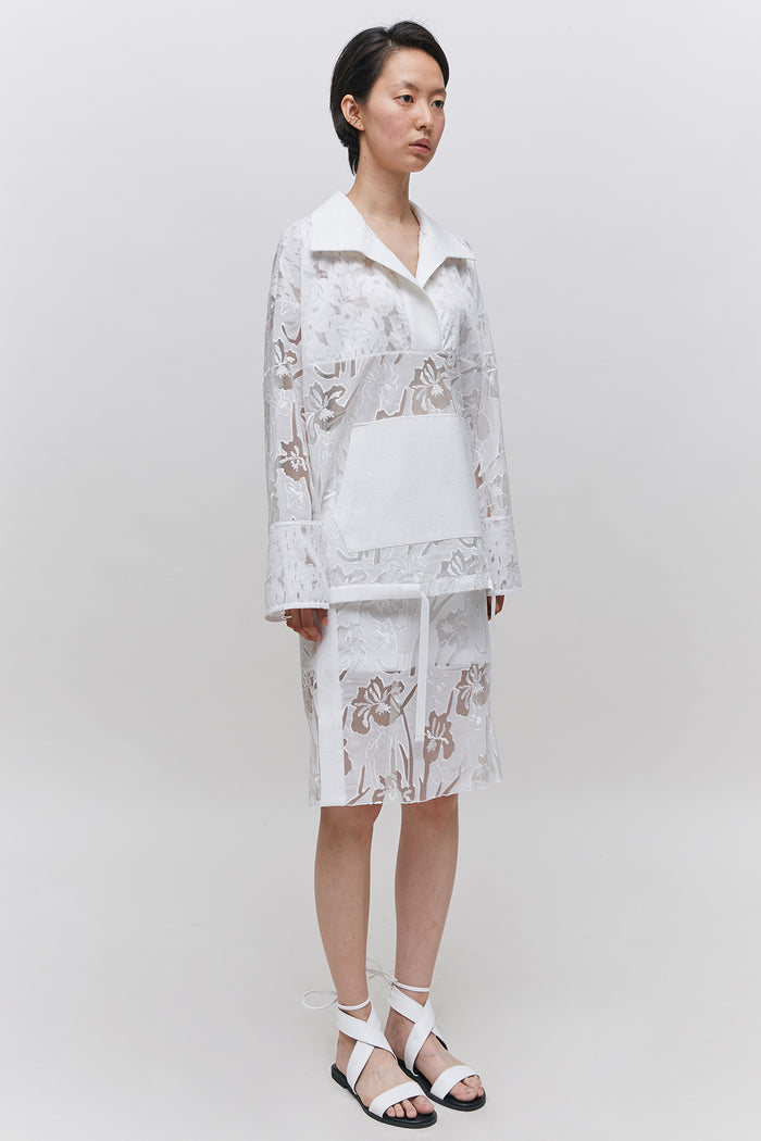 Goen.j Lace Embroidered Mesh Jacket IVORY