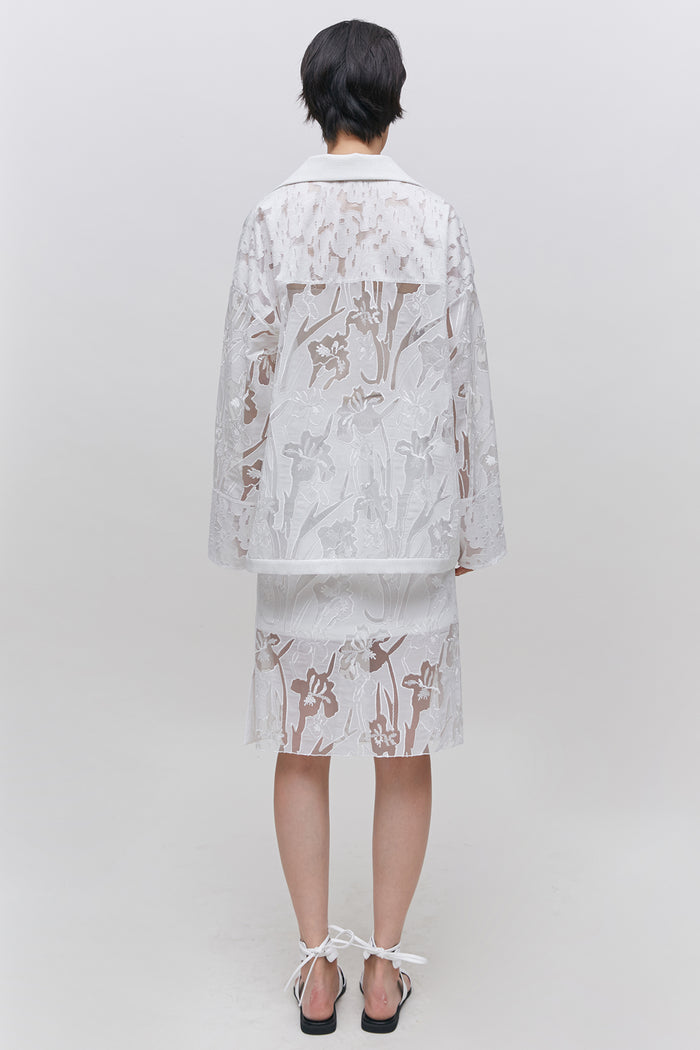 Goen.j Lace Embroidered Mesh Jacket IVORY