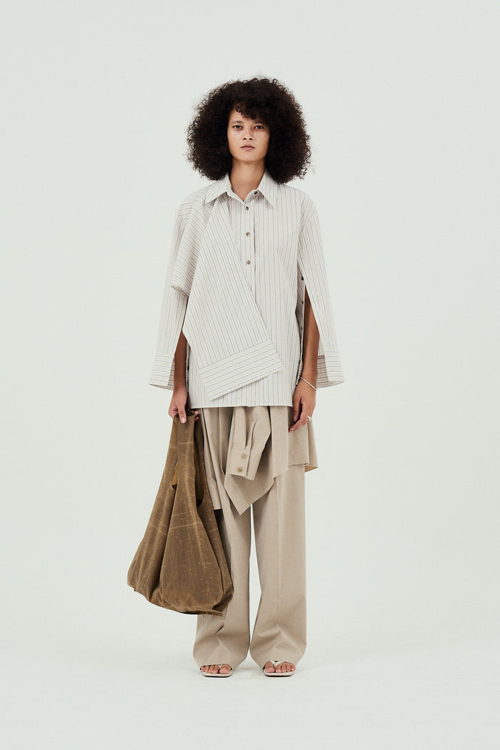 Goen.j Layered Shirt Raw-edge Cut Pants BEIGE