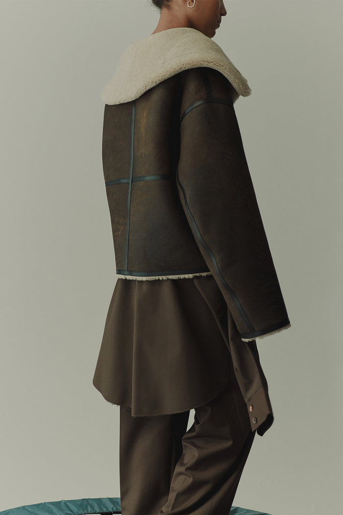 Goen.j Layered Shirt Raw-edge Cut Pants BROWN